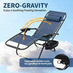 CuisinSmart Zero-Gravity Chairs Set of 2. Adjustable Reclining Patio Chairs with Pillow&Cup Holder Tray. Folding Portable Antigravity Chairs