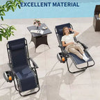CuisinSmart Zero-Gravity Chairs Set of 2. Adjustable Reclining Patio Chairs with Pillow&Cup Holder Tray. Folding Portable Antigravity Chairs