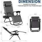 CuisinSmart Zero-Gravity Chairs Set of 2. Adjustable Reclining Patio Chairs with Pillow&Cup Holder Tray. Folding Portable Antigravity Chairs