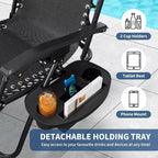 CuisinSmart Zero-Gravity Chairs Set of 2. Adjustable Reclining Patio Chairs with Pillow&Cup Holder Tray. Folding Portable Antigravity Chairs