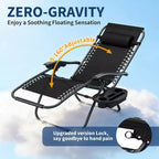 CuisinSmart Zero-Gravity Chairs Set of 2. Adjustable Reclining Patio Chairs with Pillow&Cup Holder Tray. Folding Portable Antigravity Chairs