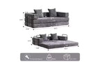 MooxvMoo Floor Sofa Bed Convertible, Corduroy Futon Couch with Pillow, Sleeper for Living Room Bedroom, Grey