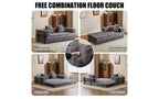 MooxvMoo Floor Sofa Bed Convertible, Corduroy Futon Couch with Pillow, Sleeper for Living Room Bedroom, Grey