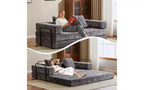 MooxvMoo Floor Sofa Bed Convertible, Corduroy Futon Couch with Pillow, Sleeper for Living Room Bedroom, Grey