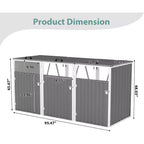 Zevemomo Outdoor Metal Light Gray Garbage Can Sheds for 3 Trash Bins Pneumatic Support Rod, Lockable Doors, Lid Chain for Patio, Garden, Backyard