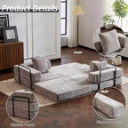 MooxvMoo Floor Sofa Bed Convertible, Corduroy Futon Couch with Pillow, Sleeper for Living Room Bedroom, Light Grey