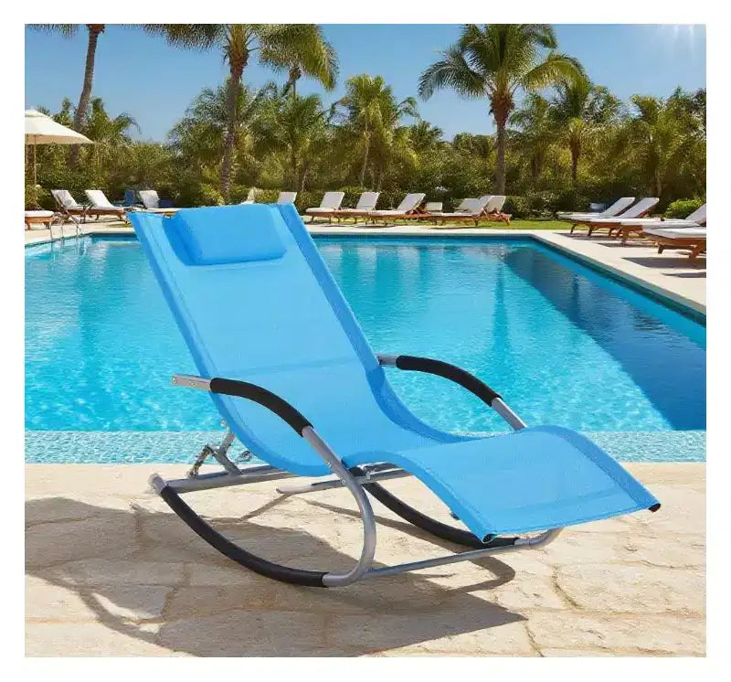 Zero Gravity Rocking Chaise Lounge Chair with Weather-Resistant Fabric and Glider Motion
