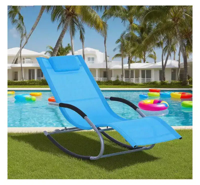 Zero Gravity Rocking Chaise Lounge Chair with Weather-Resistant Fabric and Glider Motion