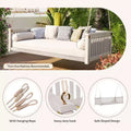 Minimalist Twin Size Garden Swing Bed with Acacia Wood and Ropes for Outdoor Living