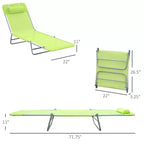 Folding Sun Lounger Chaise Lounge with Adjustable Backrest and Headrest for Pool and Beach
