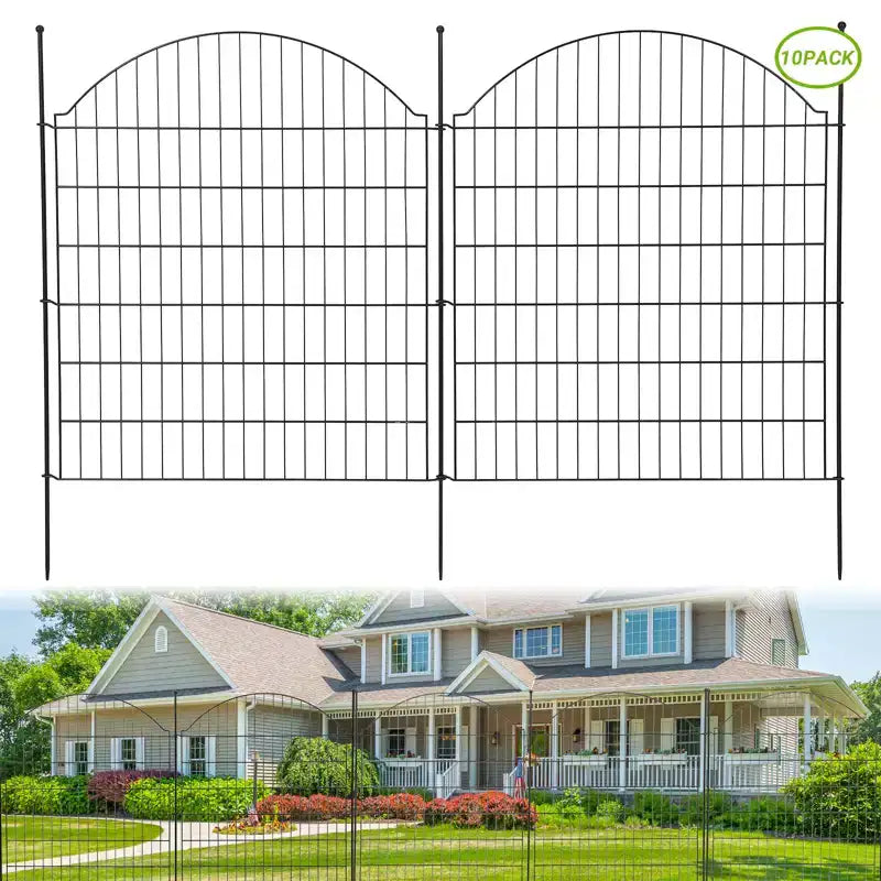 Decorative Garden Fence without door,10 Panels Decorative Fence for Outdoor,Yard, Patio, Animal Barrier Rustproof Metal Wire Panel, 29*30 in