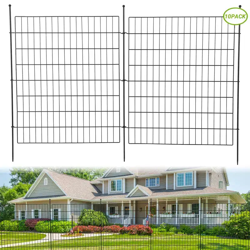 Decorative Garden Fence without door,10 Panels Decorative Fence for Outdoor,Yard, Patio, Animal Barrier Rustproof Metal Wire Panel, 29*30 in