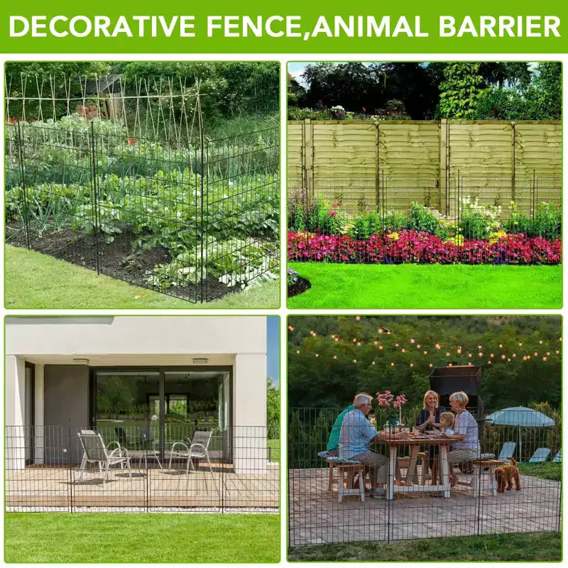 Decorative Garden Fence without door,10 Panels Decorative Fence for Outdoor,Yard, Patio, Animal Barrier Rustproof Metal Wire Panel, 29*30 in