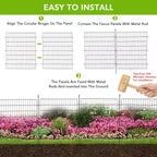 Decorative Garden Fence without door,10 Panels Decorative Fence for Outdoor,Yard, Patio, Animal Barrier Rustproof Metal Wire Panel, 29*30 in