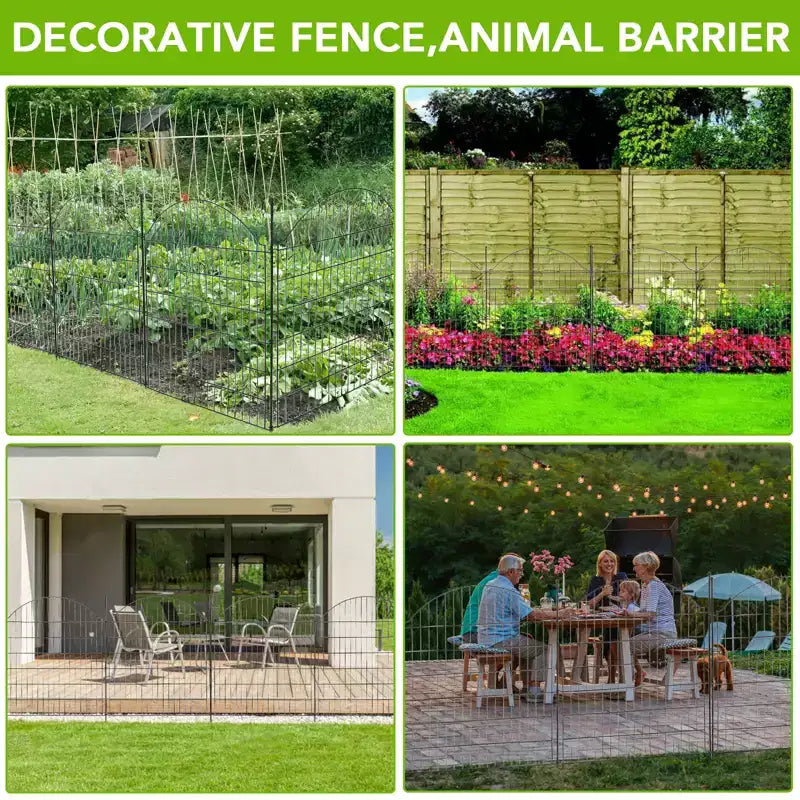 Decorative Garden Fence without door,10 Panels Decorative Fence for Outdoor,Yard, Patio, Animal Barrier Rustproof Metal Wire Panel, 29*30 in