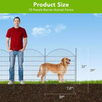 Decorative Garden Fence without door,10 Panels Decorative Fence for Outdoor,Yard, Patio, Animal Barrier Rustproof Metal Wire Panel, 29*30 in