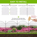 Decorative Garden Fence without door,10 Panels Decorative Fence for Outdoor,Yard, Patio, Animal Barrier Rustproof Metal Wire Panel, 29*30 in