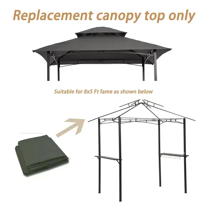Clihome 8x5 FT Double Layer BBQ Gazebo Replacement Canopy Top
