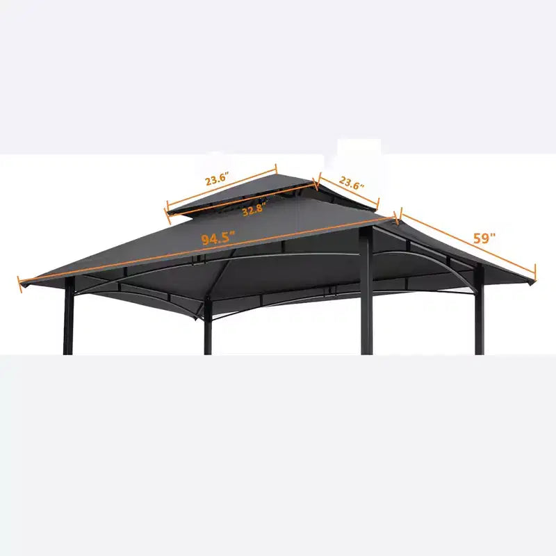 Clihome 8x5 FT Double Layer BBQ Gazebo Replacement Canopy Top