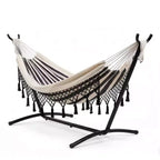 Double Hammock with Stand, 450Lbs Capacity Heavy Duty Steel Frame, 6 Adjustable Height Settings, 107.5x42.9 for Outdoor Patio, Pool, Backyard