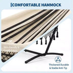 Double Hammock with Stand, 450Lbs Capacity Heavy Duty Steel Frame, 6 Adjustable Height Settings, 107.5x42.9 for Outdoor Patio, Pool, Backyard
