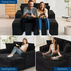 GustoWave 54 Corduroy Chaise Lounge Chair, Oversized Sleeper Sofa with Cup Holders & Pillows, Green Living Room Furniture