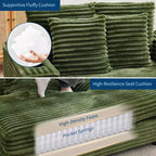 GustoWave 54 Corduroy Chaise Lounge Chair, Oversized Sleeper Sofa with Cup Holders & Pillows, Green Living Room Furniture