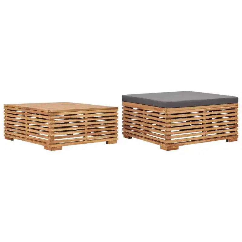 vidaXL Garden Table Dark Grey, Natural Teak Solid teak wood Medium