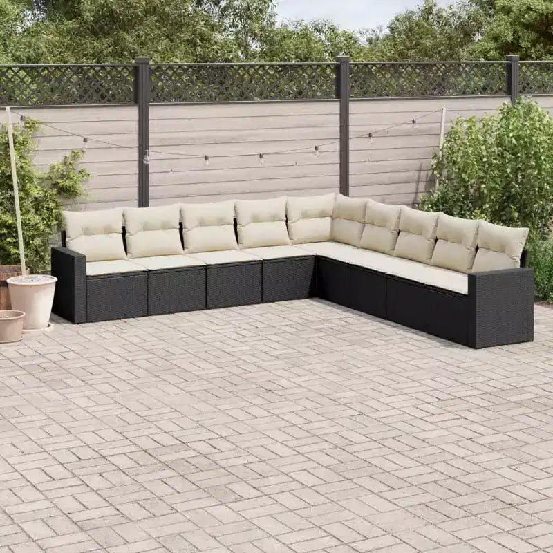 vidaXL Garden Sofa Set Black and Cream White