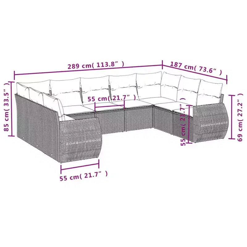 vidaXL Garden Sofa Set Black, Cream White