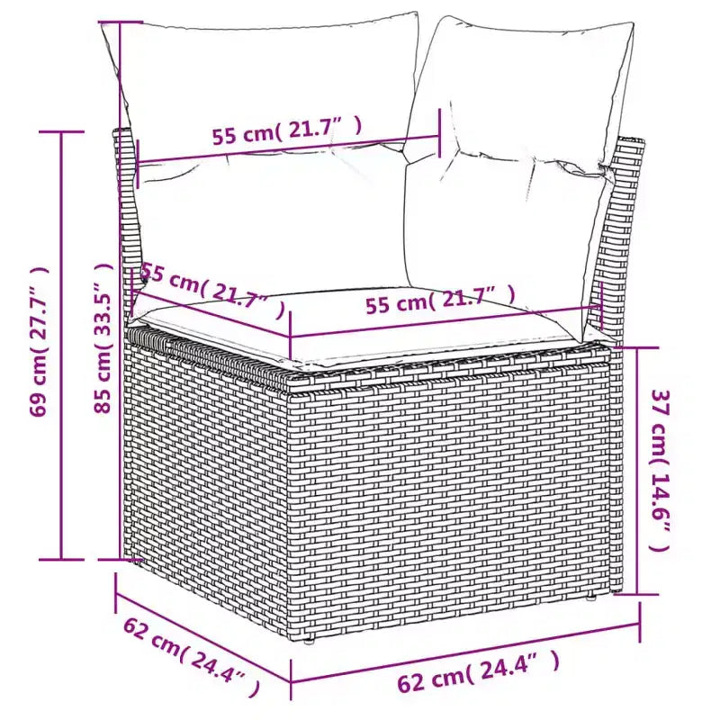 vidaXL Garden Sofa Set Black, Cream White