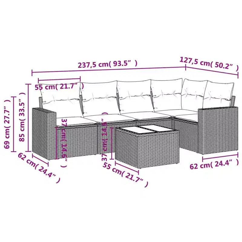 vidaXL Garden Sofa Set Black