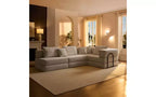 MooxvMoo 118.2 Modular L-Shaped Sectional Sofa Set, 118.2 Inch Oversized Couch with 6 Pillows, Upholstered Floor Sofa, Light Gray