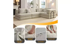 MooxvMoo 118.2 Modular L-Shaped Sectional Sofa Set, 118.2 Inch Oversized Couch with 6 Pillows, Upholstered Floor Sofa, Light Gray