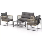 Costway 4/8 PCS Patio Furniture Set PE Rattan Conversation Sofa Set with Thick Cushions