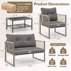 Costway 4/8 PCS Patio Furniture Set PE Rattan Conversation Sofa Set with Thick Cushions