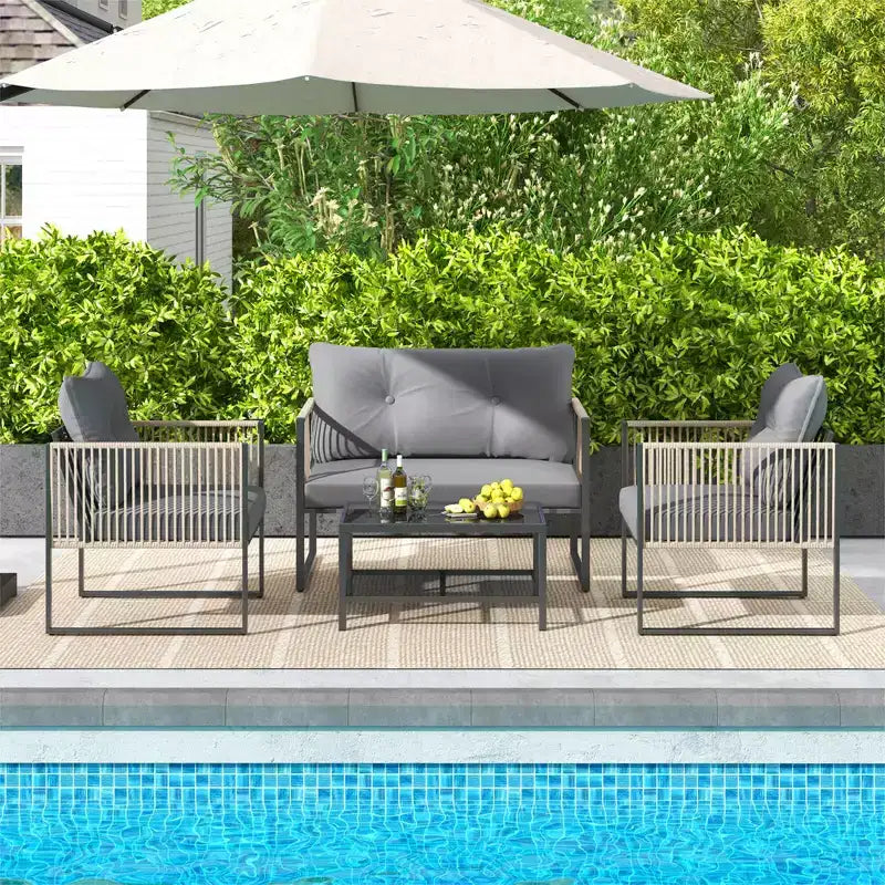 Costway 4/8 PCS Patio Furniture Set PE Rattan Conversation Sofa Set with Thick Cushions
