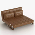 Modern Convertible Faux Leather Sleeper Sofa, Fold-Out Loveseat Bed with Wood Armrests Gaoyangjiaju