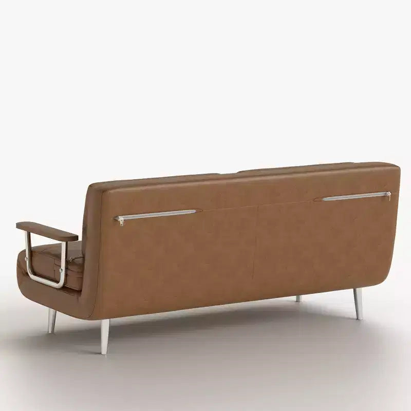 Modern Convertible Faux Leather Sleeper Sofa, Fold-Out Loveseat Bed with Wood Armrests Gaoyangjiaju