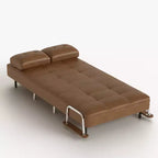 Modern Convertible Faux Leather Sleeper Sofa, Fold-Out Loveseat Bed with Wood Armrests Gaoyangjiaju