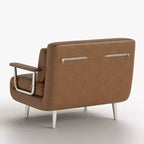 Modern Convertible Faux Leather Sleeper Sofa, Fold-Out Loveseat Bed with Wood Armrests Gaoyangjiaju