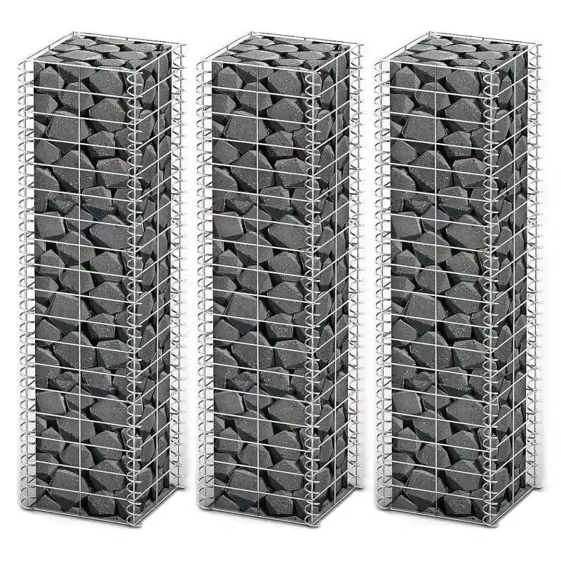 vidaXL Gabion Set 3 pcs Galvanized Wire 9.8x9.8x39.4