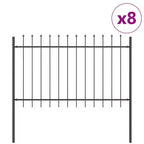 vidaXL Garden Fence 8 pcs Grey 44.62 x 3.28 ft Powder-coated Steel
