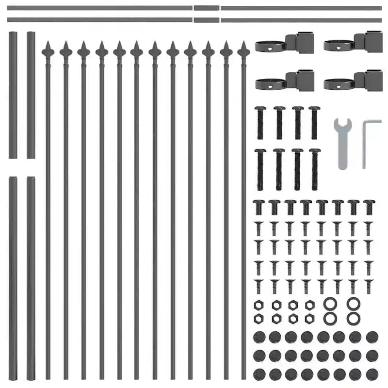 vidaXL Garden Fence 8 pcs Grey 44.62 x 3.28 ft Powder-coated Steel