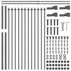 vidaXL Garden Fence 8 pcs Grey 44.62 x 3.28 ft Powder-coated Steel