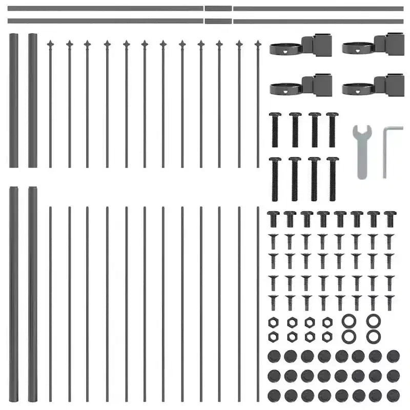vidaXL Garden Fence Grey 5.58 x 4.92 ft Powder-coated Steel