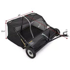 48 Black Tow Behind Lawn Sweeper  26 Cu. Ft Heavy Duty Leaf & Grass Collector for Tractors, Adjustable Height for Yard Cleanup