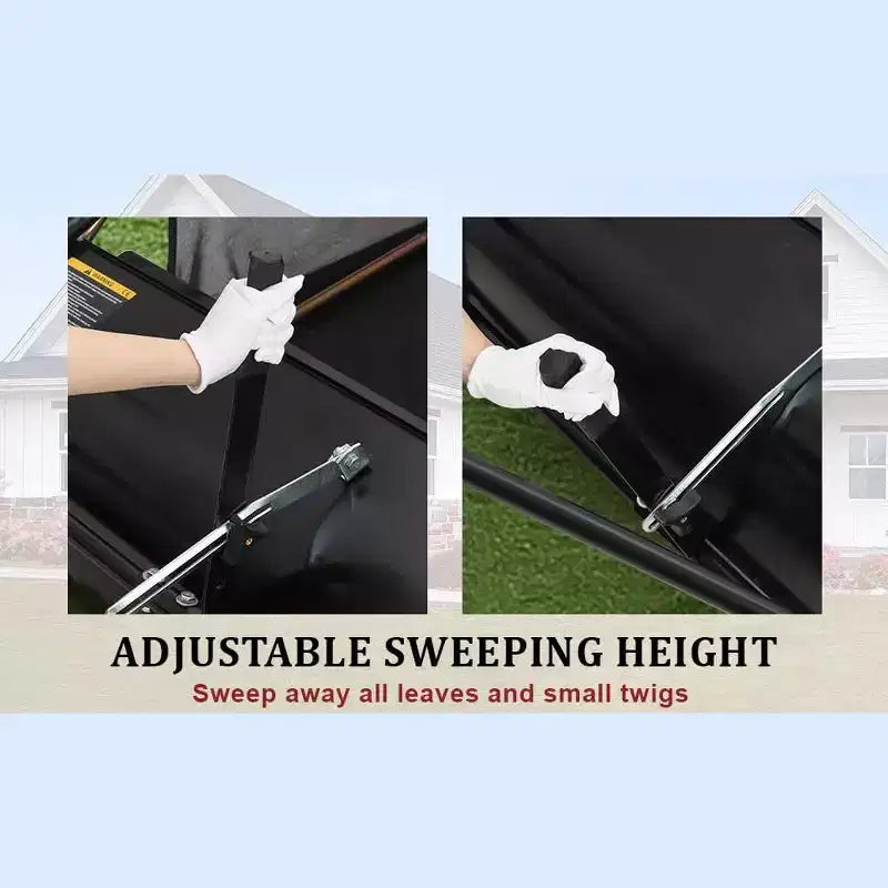48 Black Tow Behind Lawn Sweeper  26 Cu. Ft Heavy Duty Leaf & Grass Collector for Tractors, Adjustable Height for Yard Cleanup