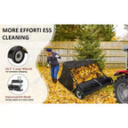 48 Black Tow Behind Lawn Sweeper  26 Cu. Ft Heavy Duty Leaf & Grass Collector for Tractors, Adjustable Height for Yard Cleanup