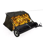 48 Black Tow Behind Lawn Sweeper  26 Cu. Ft Heavy Duty Leaf & Grass Collector for Tractors, Adjustable Height for Yard Cleanup